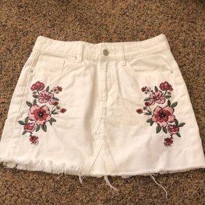 White Mini Skirt with floral designs